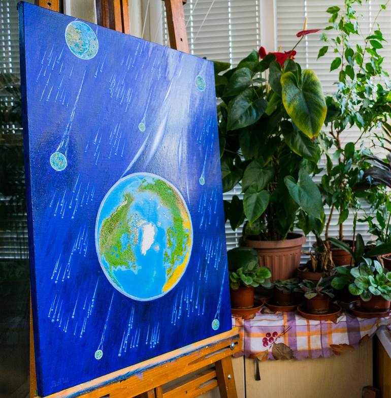 Original Abstract Outer Space Painting by Slava Shakhov