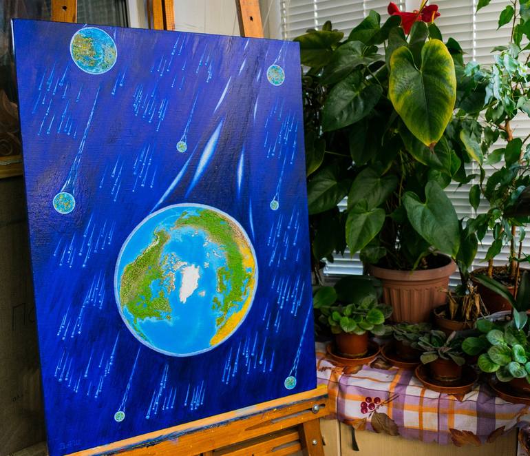 Original Abstract Outer Space Painting by Slava Shakhov