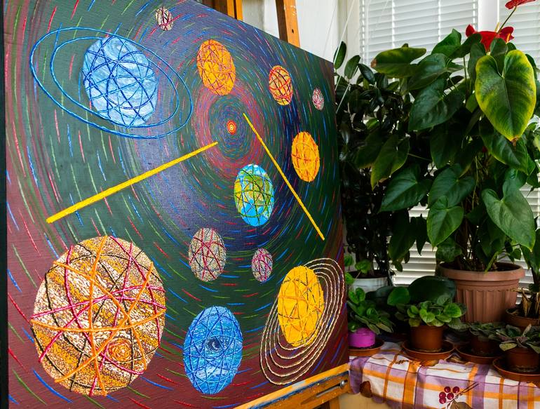 Original Abstract Outer Space Painting by Slava Shakhov
