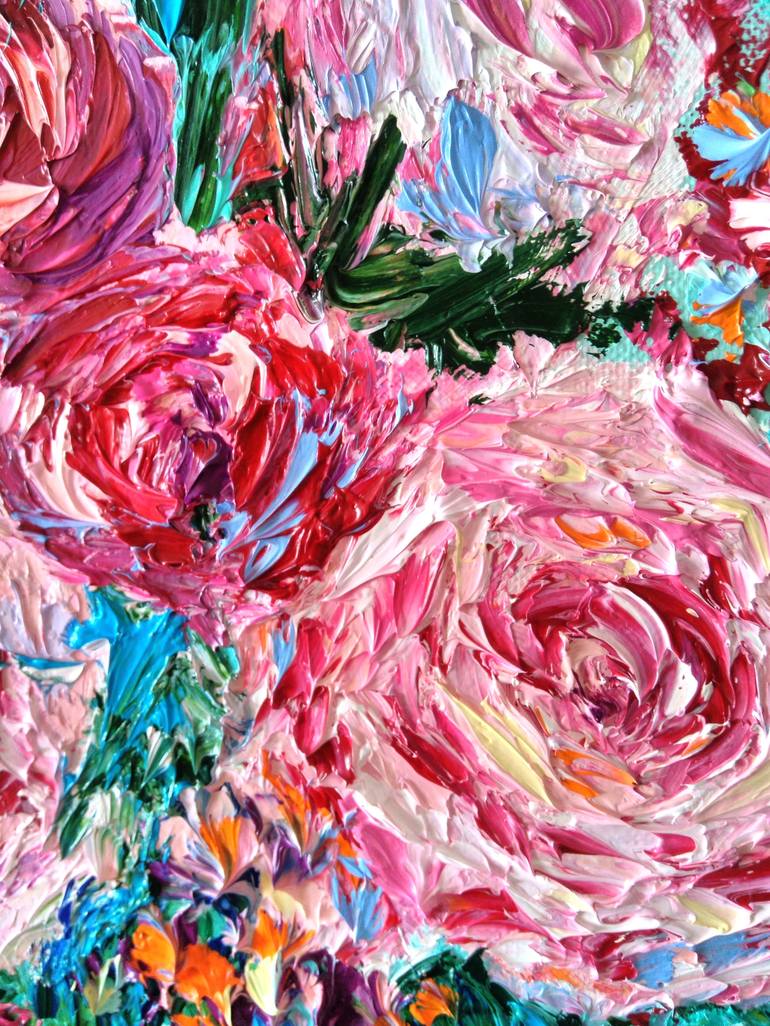 Pink Roses Painting by Oksana Moroziuk | Saatchi Art