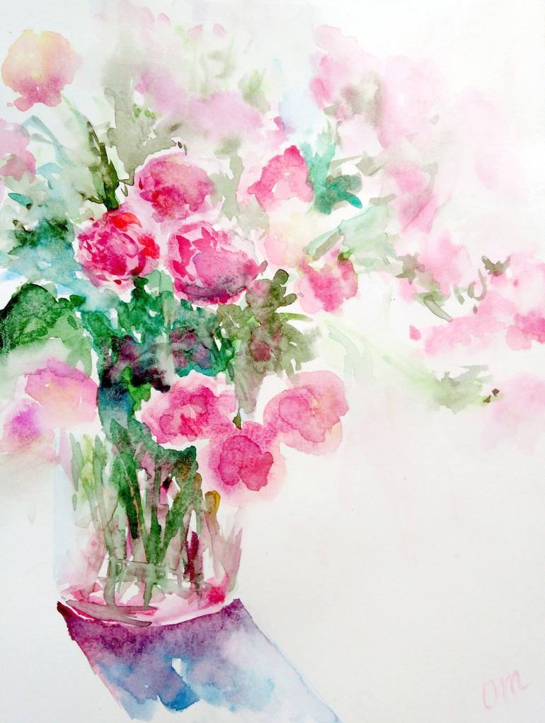 Tea Roses Painting by Oksana Moroziuk | Saatchi Art