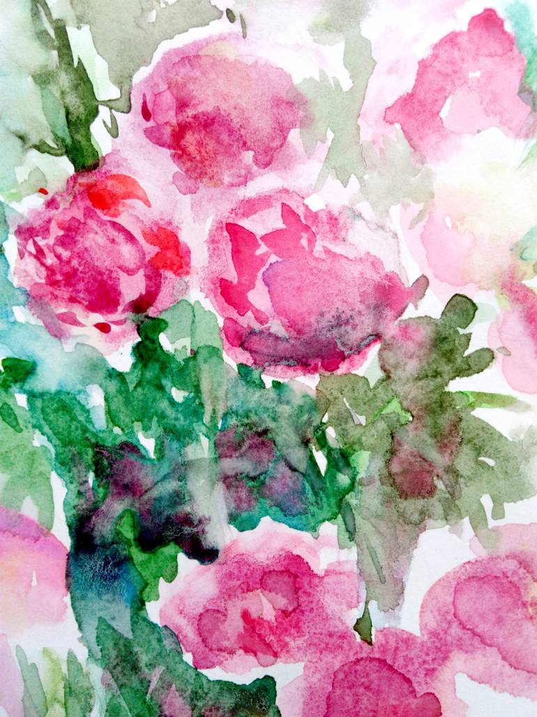 Original Abstract Floral Painting by Oksana Moroziuk
