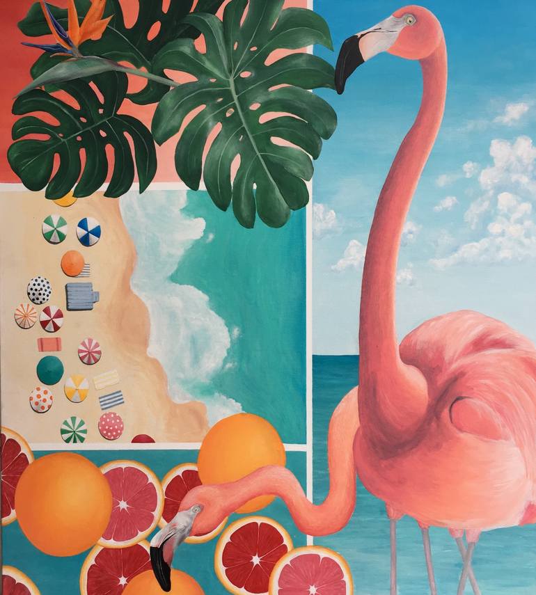 Wat leuk Eerlijk Ligatie Flamingo Pop Tart Painting by Joseph Shook | Saatchi Art
