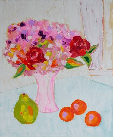Flowers, quince and mandarins thumb