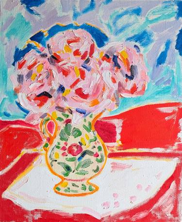 Peonies Bouquet in Majolica thumb