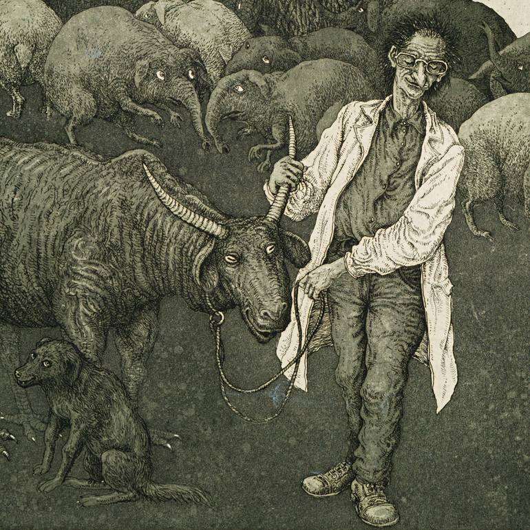 Original Conceptual Fantasy Printmaking by Valery Slauk