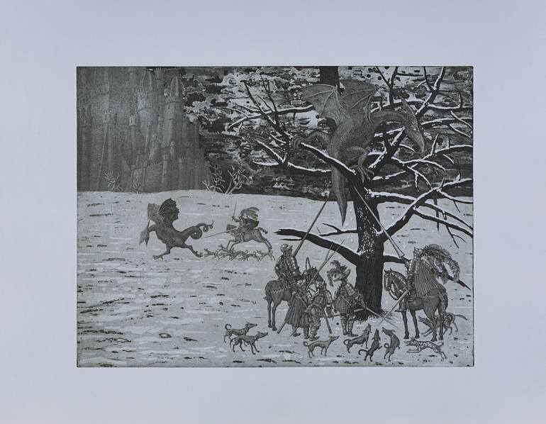 Original Conceptual Fantasy Printmaking by Valery Slauk