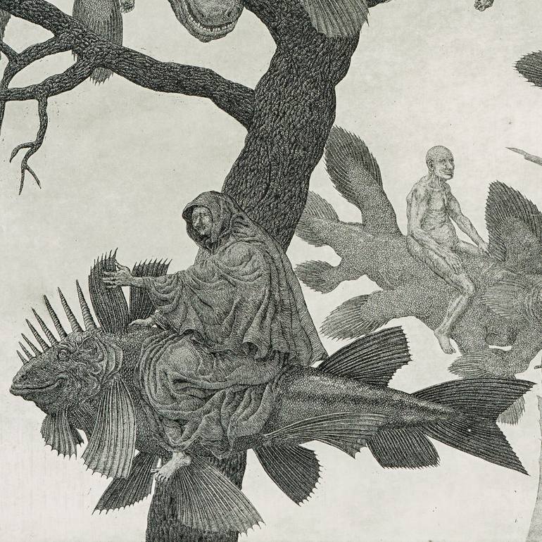 Original Figurative Fantasy Printmaking by Valery Slauk