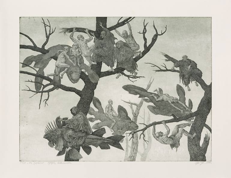 Original Figurative Fantasy Printmaking by Valery Slauk