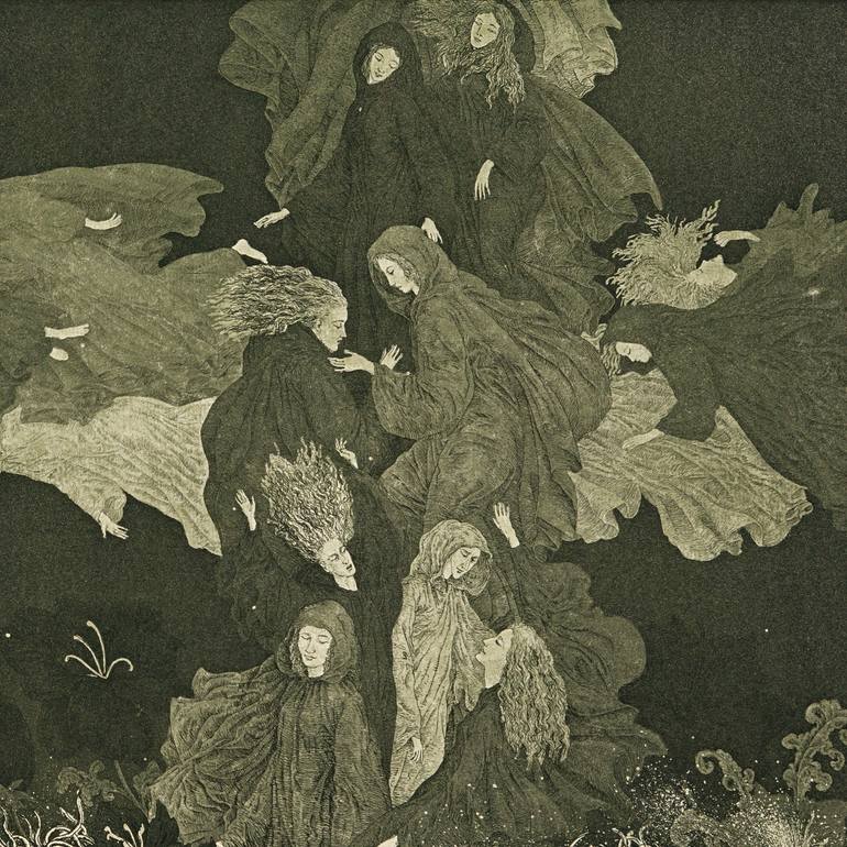 Original Figurative Fantasy Printmaking by Valery Slauk
