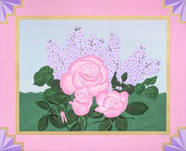 Garden Fence: Roses and Lilacs - Giclee thumb
