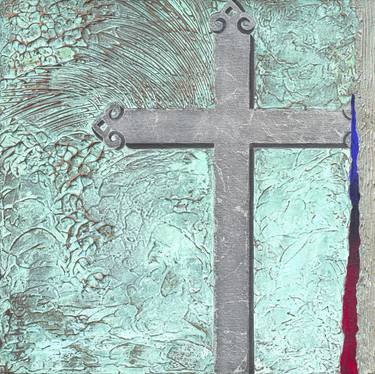 Copper Patina and Silver Cross - Giclee Print thumb