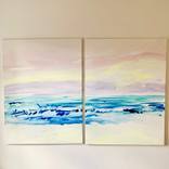 Montauk Pastel Sunset (diptych, 2 canvases) by Marcia Lorente Howell