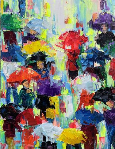 Oil painting Bright Umbrellas thumb