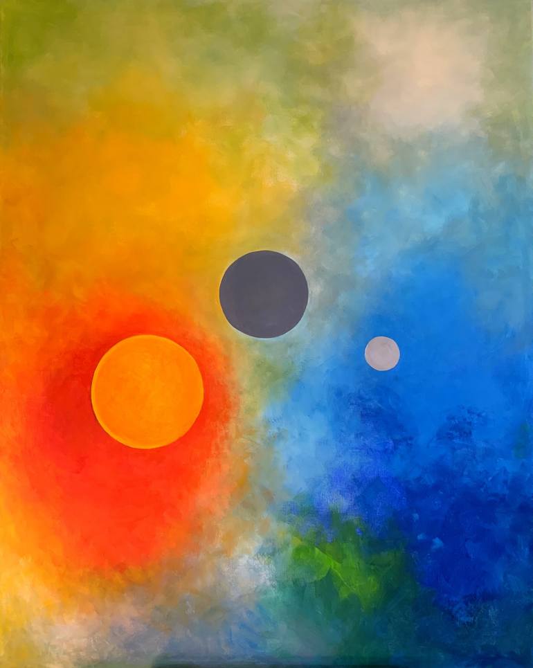 Original Abstract Painting by Roswitha Klotz | Abstract Expressionism Art on Canvas | Untitled 170323 (Stars on the Way)