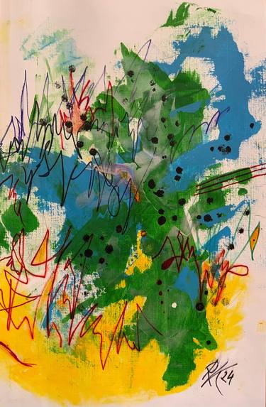 Original Abstract Expressionism Abstract Painting by Roswitha Klotz