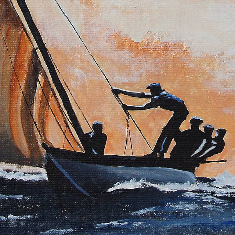 Original Sailboat Painting by Roland Henrion