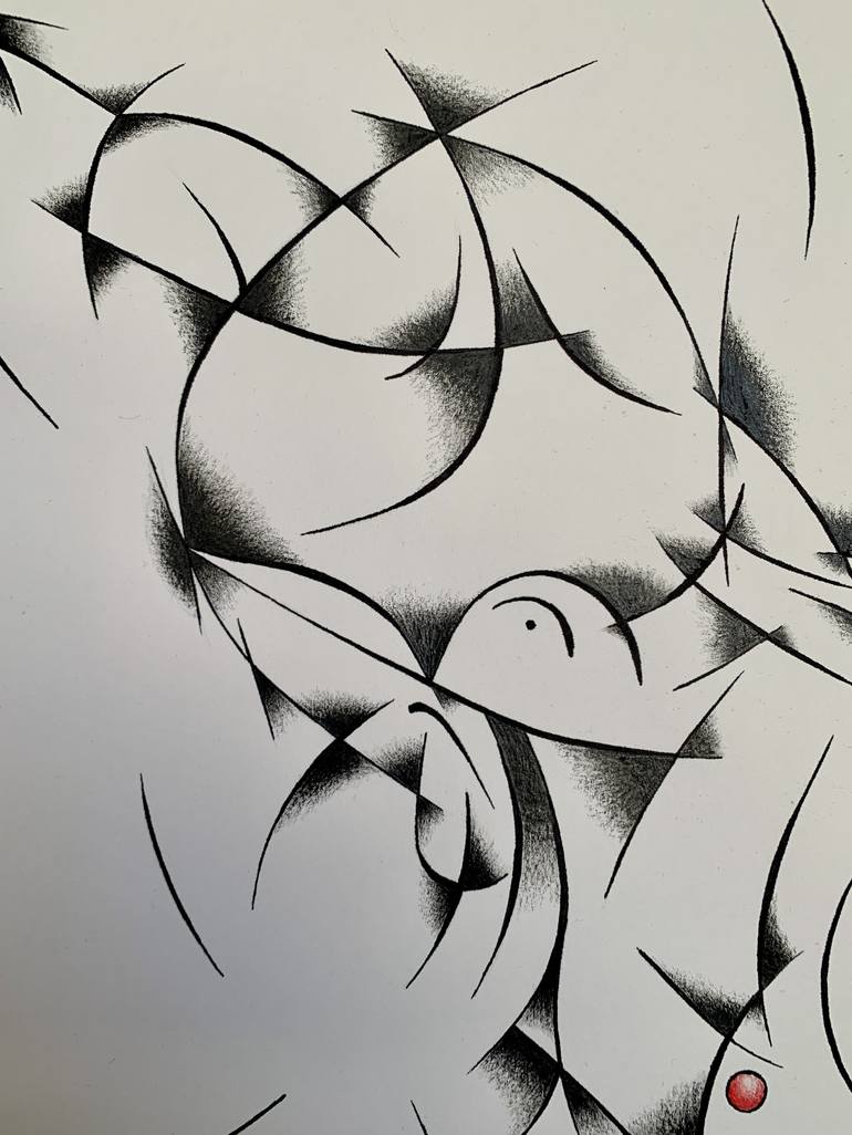 Original Abstract Sports Drawing by Jean-Francois Laurent