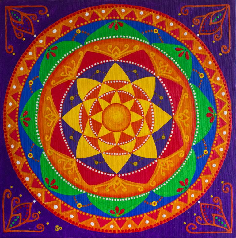 Fierce Sun on sale - Mandala Art- Original painting