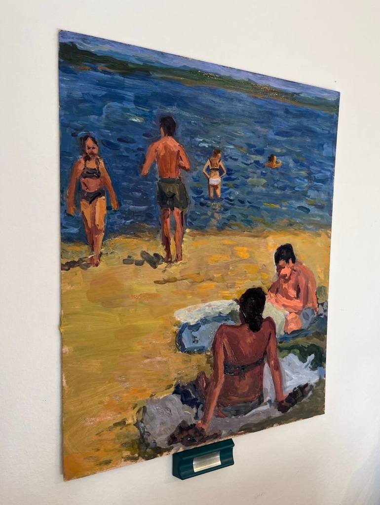 Original Expressionism Beach Painting by Zahra Azimzade