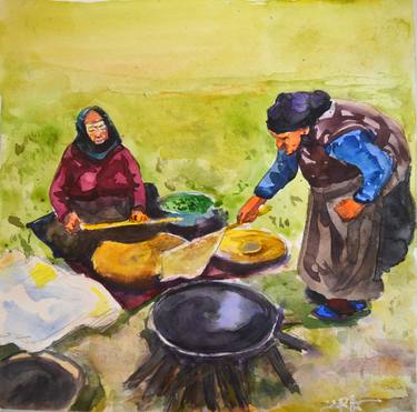 Print of People Paintings by Zahra Azimzade