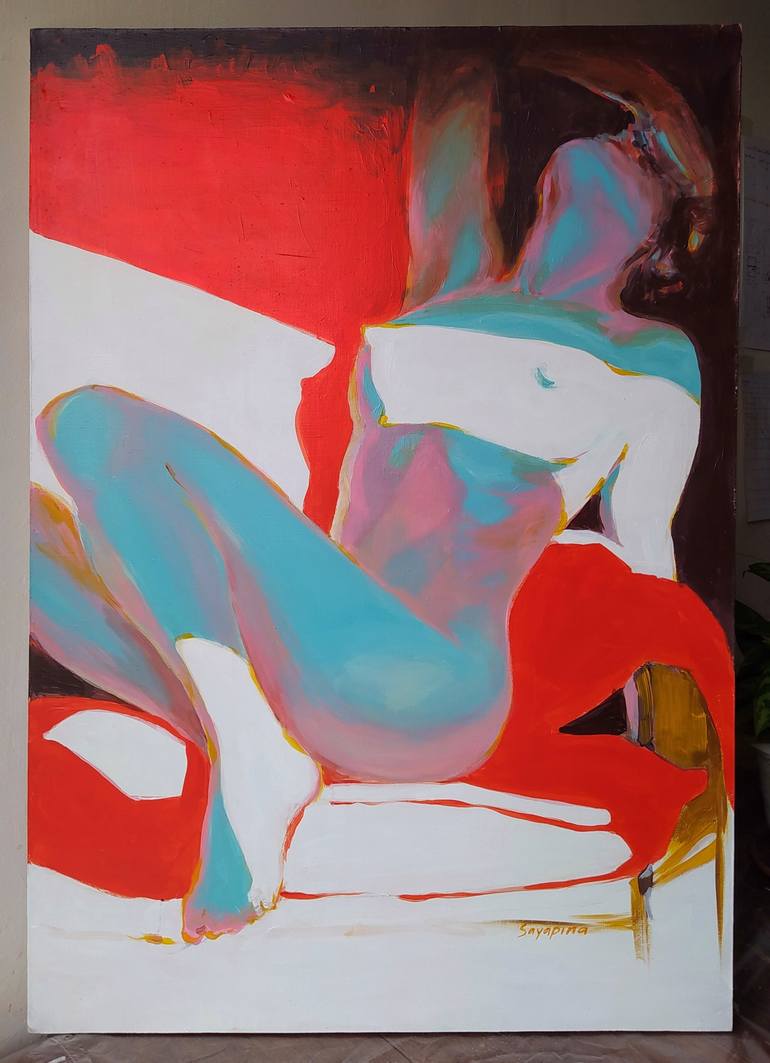 Original Expressionism Erotic Painting by Elena Sayapina