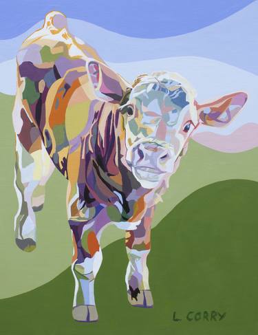 Original Cows Painting by Louise Corry