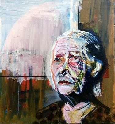 Original Abstract Expressionism Portrait Paintings by Istvan Hollo