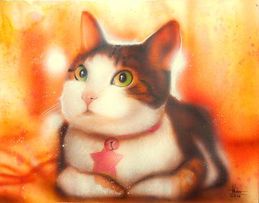 Print of Realism Cats Paintings by Pongsatorn Tipasatien