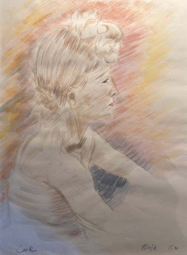 Original Figurative Nude Drawing by Grace Cao