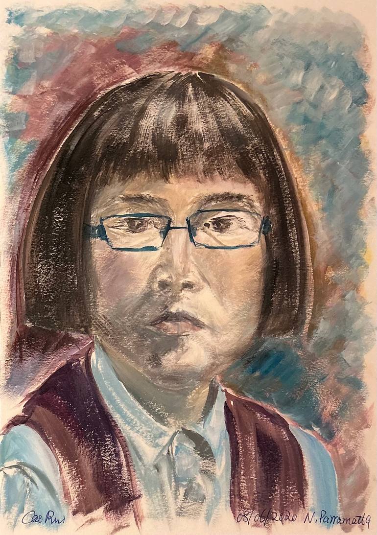 Original People Painting by Grace Cao | Portraiture Art on Paper | Come a Long Way
