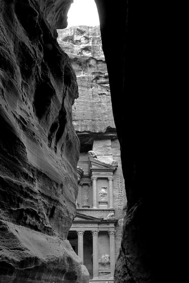 The Al-Khazneh Treasury from the Al-Siq canyon to Petra, Jordan thumb