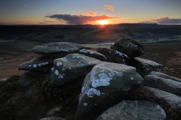 Sunset over Gritstones on the Derwent Moors, Upper Derwent Valley, Peak District National Park, Derbyshire, England - Limited Edition of 20 thumb