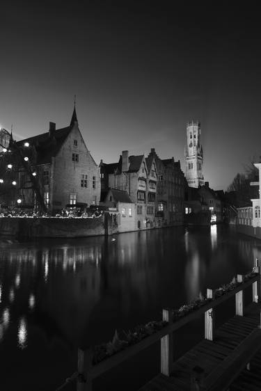 The River Dijver and the Belfort tower Bruges at night, Bruges City, Belgium. - Limited Edition of 15 thumb