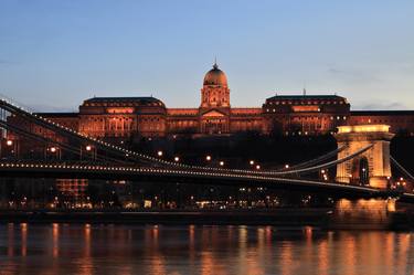Night view of Buda Castle on the river Danube, Budapest city, Hungary - Limited Edition of 15 thumb
