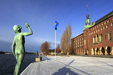 Winter view of the City Hall on Lake Malaren, Stockholm City, Sweden - Limited Edition of 15 thumb