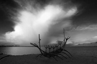 Winter snow over the Sun Voyager sculpture, Reykjavik city, Iceland - Limited Edition of 15 thumb