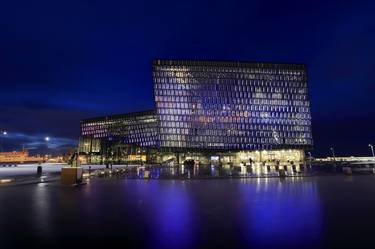 The Harpa concert hall illuminated at night, Reykjavik city, Iceland - Limited Edition of 15 thumb
