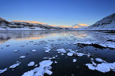 Sunset over the frozen Hvalfjördur Fjord, West coast, Iceland - Limited Edition of 15 thumb