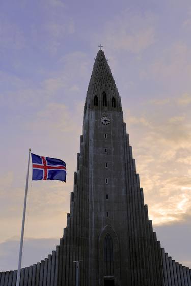 Exterior of the Hallgrimskirkja church at night, Reykjavik city, Iceland - Limited Edition of 15 thumb