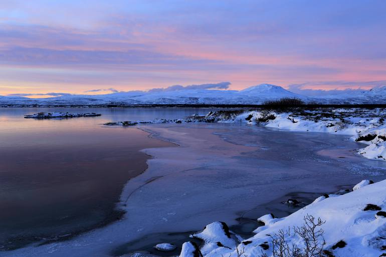 Winter sunset over Pingvallavatn lake, Pingvellir National Park, South western Iceland - Limited Edition of 15