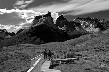 Print  02   Walkers at the Cerro Paine Grande mountains, Torres del Paine National Park, Patagonia, Chile - Limited Edition of 15 thumb