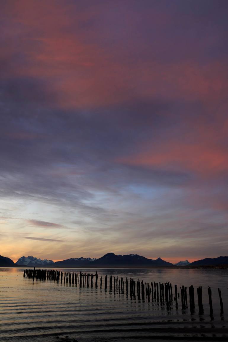 Original Landscape Photography by Dave Porter | Abstract Art on Canvas | Print 01 Sunset over the Gulf of Admiral Montt, Puerto Natales city, Patagoni