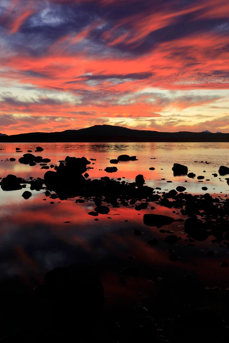 Original Seascape Photography by Dave Porter | Abstract Art on Canvas | Print 11 Sunset over the Gulf of Admiral Montt, Puerto Natales city, Patagonia