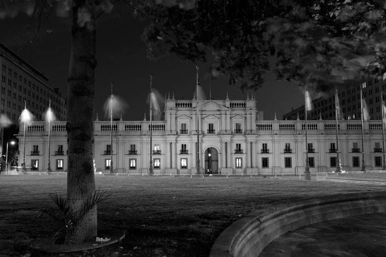 Original Architecture Photography by Dave Porter | Abstract Art on Canvas | Print 09 The Moneda Palace at night, Santiago City, Chile - Limited Editio