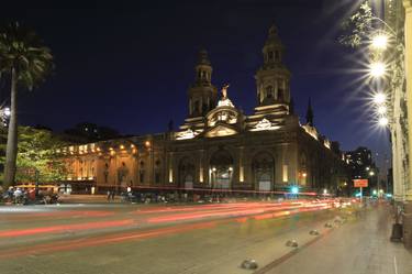Nightime view of Santiago Metropolitan Cathedral, Plaza de Armas; Santiago City; Chile - Limited Edition of 15 thumb