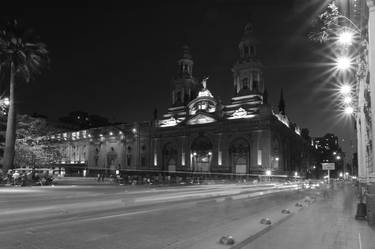 Nightime view of Santiago Metropolitan Cathedral, Plaza de Armas; Santiago City; Chile - Limited Edition of 15 thumb