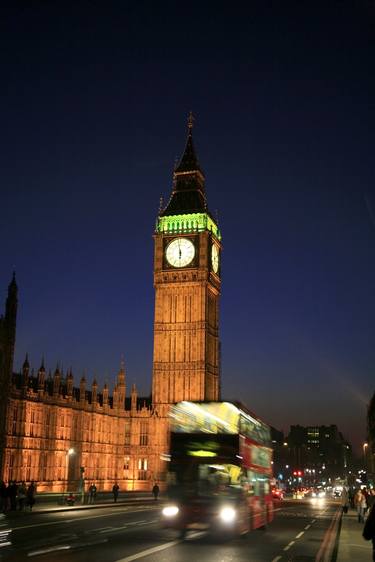 Nightime traffic trails, Westminster bridge, London City, England - Limited Edition of 15 thumb
