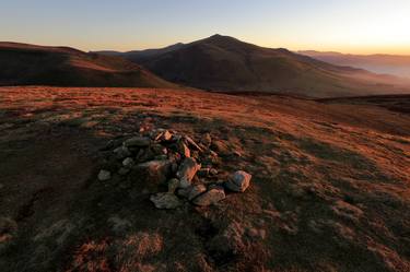 Sunset on the summit Cairn of Great Cock Up Fell, Lake District, England - Limited Edition of 25 thumb