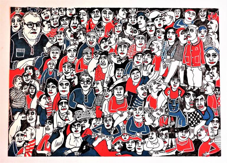 Print of Pop Art People Drawings by Isabelle Biquet 